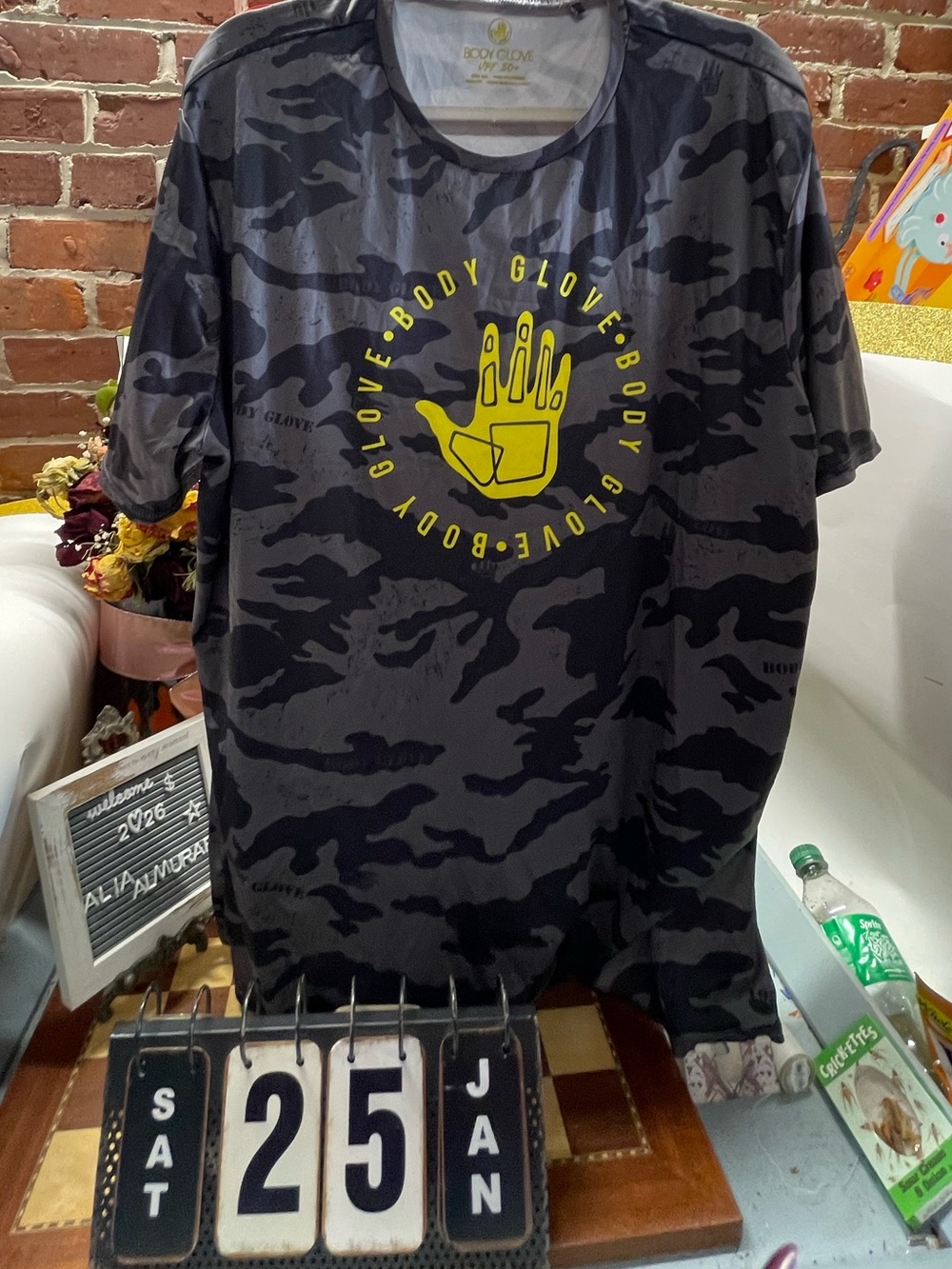 Body Glove Black & Gray Camo Tee with Yellow Logo
